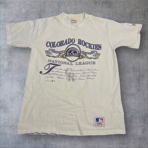 Vintage 1991 Nutmeg‎ MLB Colorado Rockies T-shirt XL Single Stitch Patch Logo